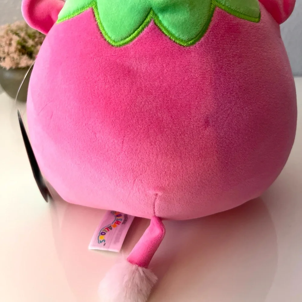 Squishmallows Pink Strawberry Cow Plush with Green Leaf Top